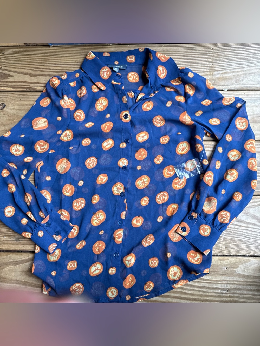 Modcloth Halloween blue orange pumpkins spider bats Cats xs